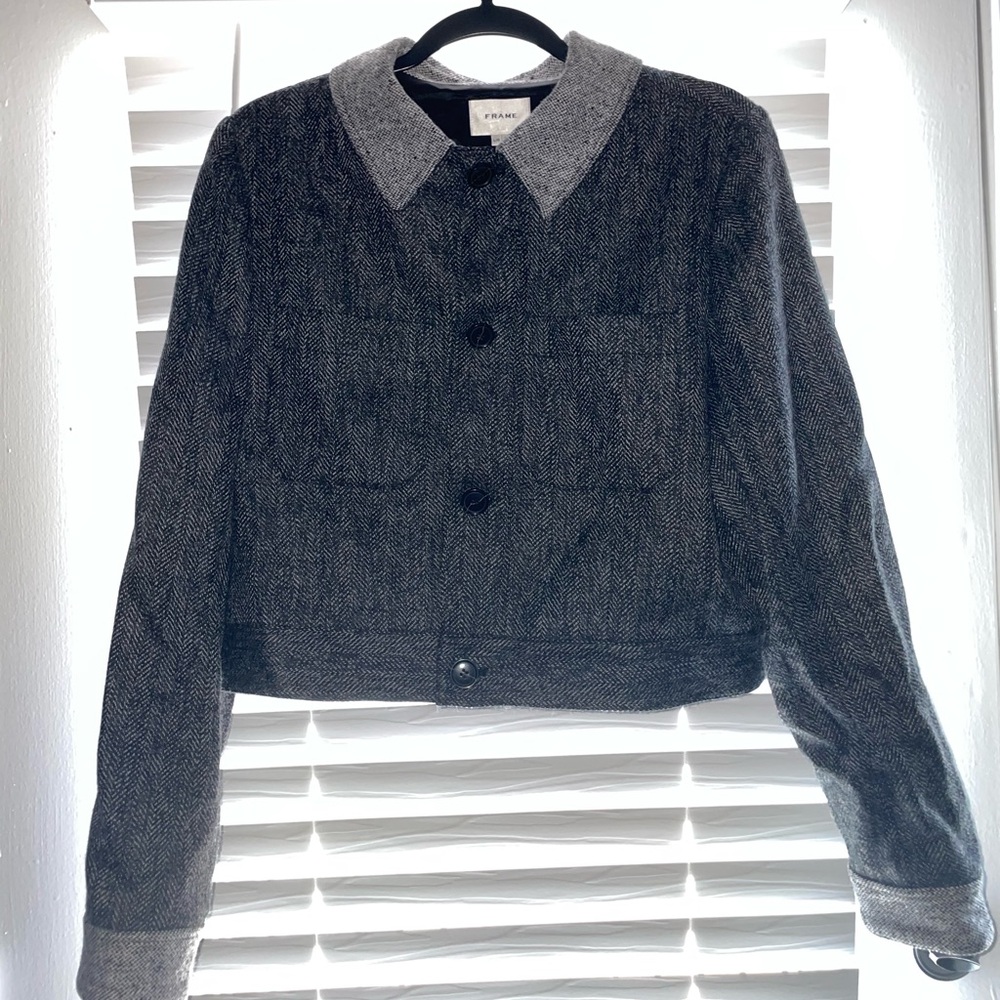 FRAME Button Front Jacket Check Multi Size L NWT